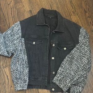 Black and Gray Denim Jacket